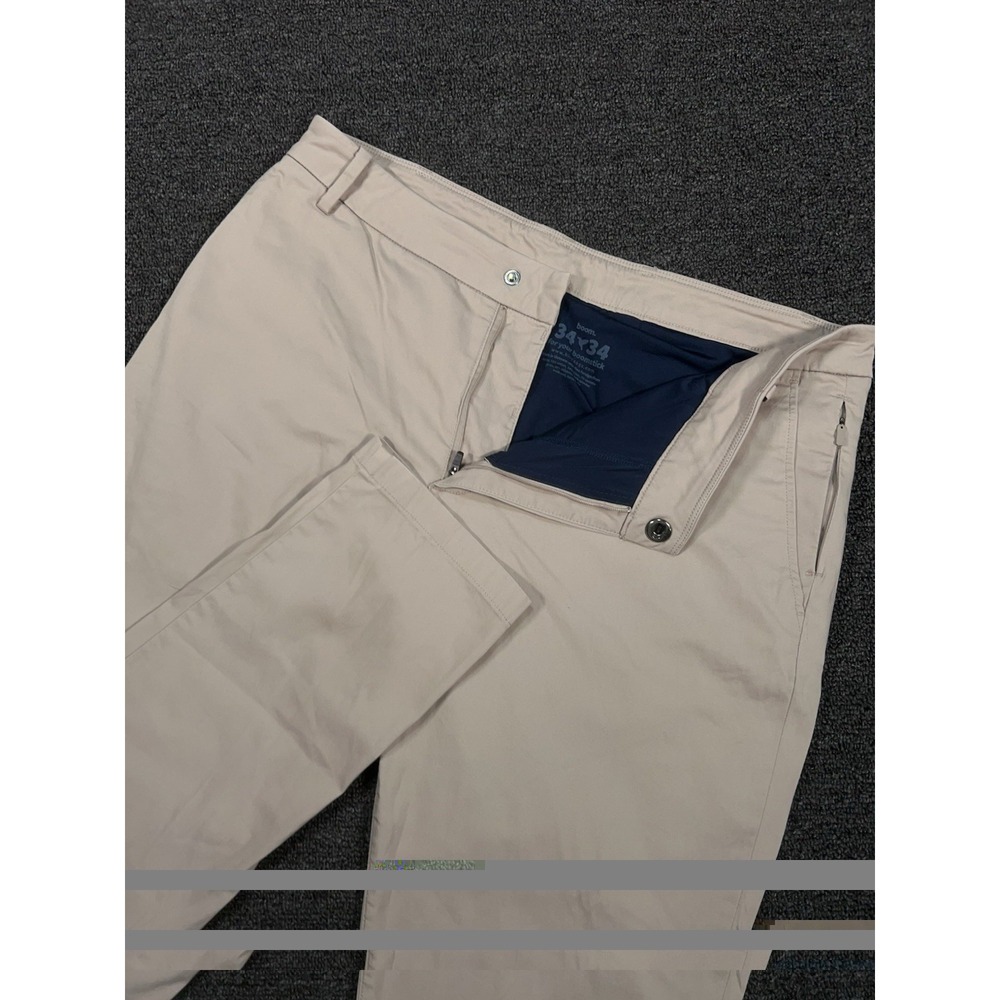 Bird Dogs Pants Mens 34x34 (Fits 34x32) Beige Stretch Preppy Zip Pockets Golf